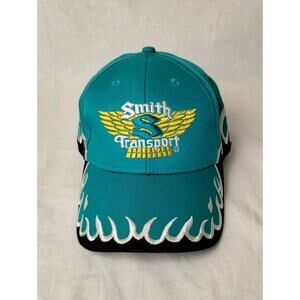 Vintage Y2K Smith Transport Trucking Flames Embroidered Hat Guy Fieri Style